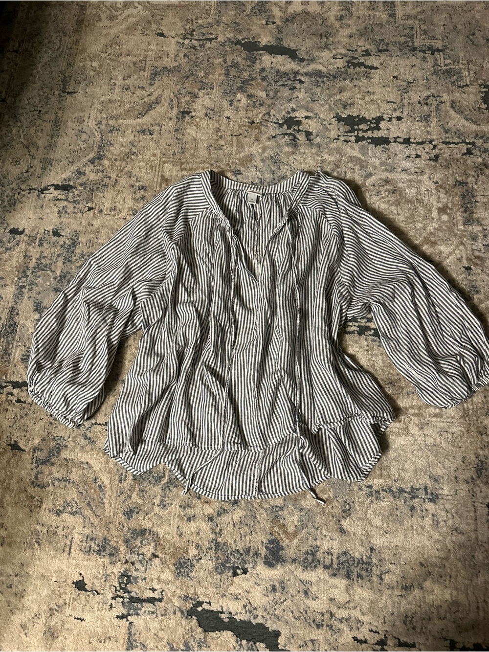 A New Day Striped Peasant Blouse